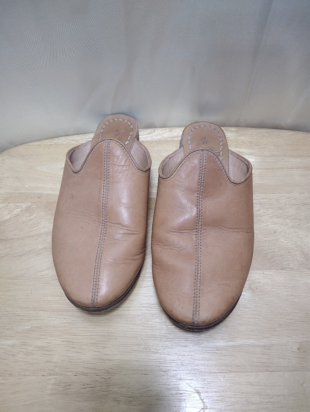 Sabah El Paso TX Mules Turkish Baba Shoes Slides Tan Leather 37 US 7